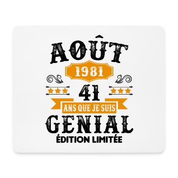 41 Ans Anniversaire Vintage Né(e) en Août 1981 - Tapis de souris (format paysage) - blanc - Devant