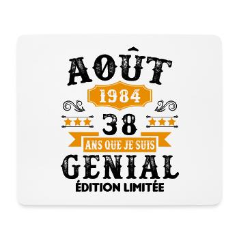 38 Ans Anniversaire Vintage Né(e) en Août 1984 - Tapis de souris (format paysage) - blanc - Devant