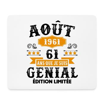 61 Ans Anniversaire Vintage Né(e) en Août 1961 - Tapis de souris (format paysage) - blanc - Devant
