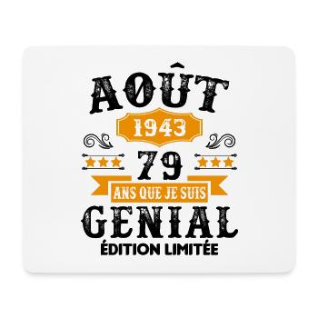 79 Ans Anniversaire Vintage Né(e) en Août 1943 - Tapis de souris (format paysage) - blanc - Devant