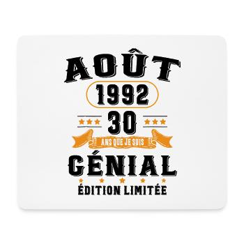 30 Ans Anniversaire Vintage Né(e) en Août 1992 - Tapis de souris (format paysage) - blanc - Devant