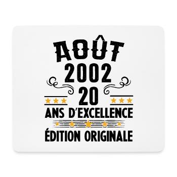 20 Ans Anniversaire Vintage Né(e) en Août 2002 - Tapis de souris (format paysage) - blanc - Devant