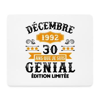 30 Ans Anniversaire Vintage Né(e) en Décembre 1992 - Tapis de souris (format paysage) - blanc - Devant