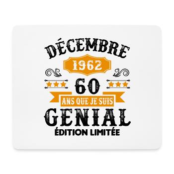 60 Ans Anniversaire Vintage En Décembre 1962 - Tapis de souris (format paysage) - blanc - Devant