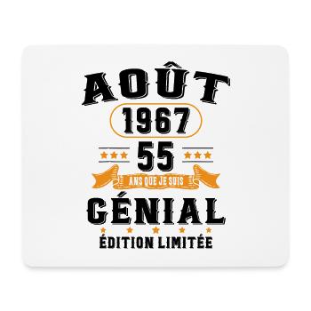 55 Ans Anniversaire Vintage Né(e) en Août 1967 - Tapis de souris (format paysage) - blanc - Devant