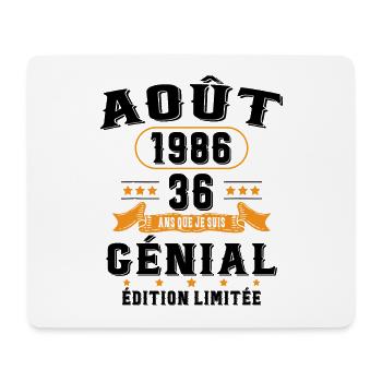36 Ans Anniversaire Vintage Né(e) en Août 1986 - Tapis de souris (format paysage) - blanc - Devant