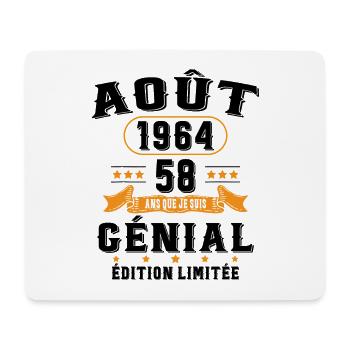 58 Ans Anniversaire Vintage Né(e) en Août 1964 - Tapis de souris (format paysage) - blanc - Devant