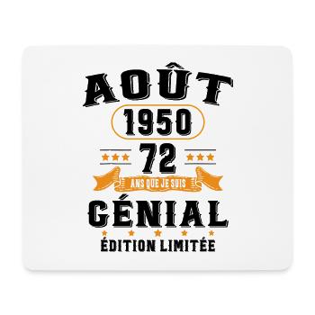 72 Ans Anniversaire Vintage Né(e) en Août 1950 - Tapis de souris (format paysage) - blanc - Devant