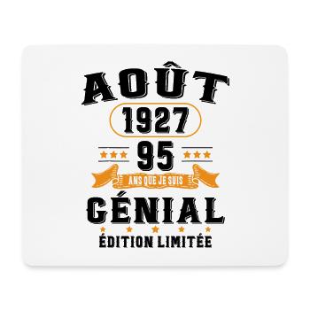 95 Ans Anniversaire Vintage Né(e) en Août 1927 - Tapis de souris (format paysage) - blanc - Devant
