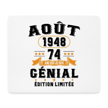 74 Ans Anniversaire Vintage Né(e) en Août 1948 - Tapis de souris (format paysage) - blanc - Devant