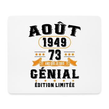 73 Ans Anniversaire Vintage Né(e) en Août 1949 - Tapis de souris (format paysage) - blanc - Devant