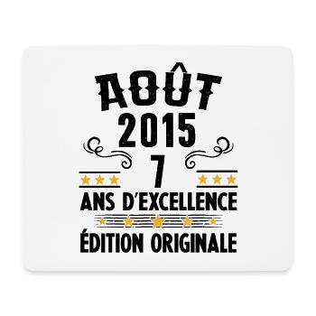 7 Ans Anniversaire Vintage Né(e) en Août 2015 - Tapis de souris (format paysage) - blanc - Devant