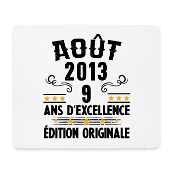9 Ans Anniversaire Vintage Né(e) en Août 2013 - Tapis de souris (format paysage) - blanc - Devant