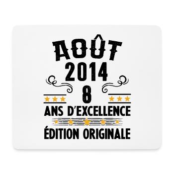 8 Ans Anniversaire Vintage Né(e) en Août 2014 - Tapis de souris (format paysage) - blanc - Devant