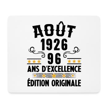 96 Ans Anniversaire Vintage Né(e) en Août 1926 - Tapis de souris (format paysage) - blanc - Devant