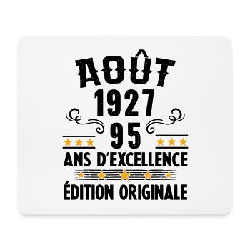 95 Ans Anniversaire Vintage Né(e) en Août 1927 - Tapis de souris (format paysage) - blanc - Devant