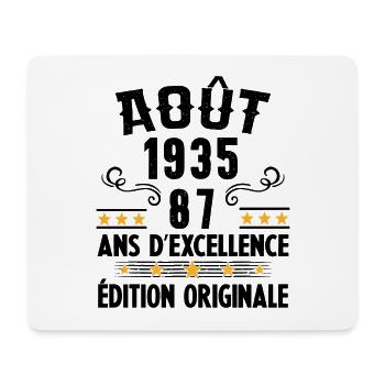 87 Ans Anniversaire Vintage Né(e) en Août 1935 - Tapis de souris (format paysage) - blanc - Devant