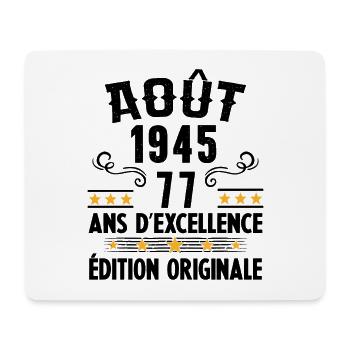 77 Ans Anniversaire Vintage Né(e) en Août 1945 - Tapis de souris (format paysage) - blanc - Devant