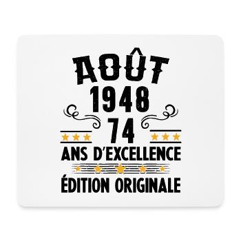 74 Ans Anniversaire Vintage Né(e) en Août 1948 - Tapis de souris (format paysage) - blanc - Devant