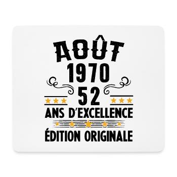 52 Ans Anniversaire Vintage Né(e) en Août 1970 - Tapis de souris (format paysage) - blanc - Devant