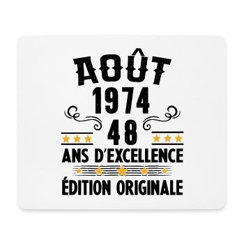 48 Ans Anniversaire Vintage Né(e) en Août 1974 - Tapis de souris (format paysage) - blanc - Devant