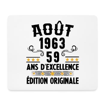 59 Ans Anniversaire Vintage Né(e) en Août 1963 - Tapis de souris (format paysage) - blanc - Devant