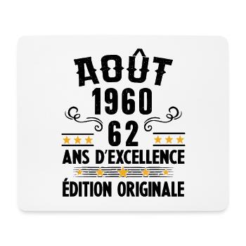 62 Ans Anniversaire Vintage Né(e) en Août 1960 - Tapis de souris (format paysage) - blanc - Devant