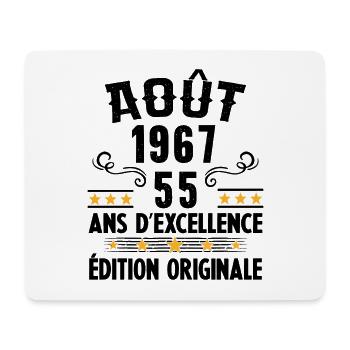 55 Ans Anniversaire Vintage Né(e) en Août 1967 - Tapis de souris (format paysage) - blanc - Devant