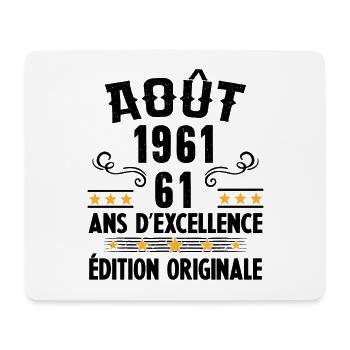 61 Ans Anniversaire Vintage Né(e) en Août 1961 - Tapis de souris (format paysage) - blanc - Devant