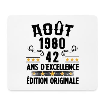 42 Ans Anniversaire Vintage Né(e) en Août 1980 - Tapis de souris (format paysage) - blanc - Devant