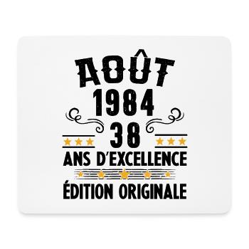 38 Ans Anniversaire Vintage Né(e) en Août 1984 - Tapis de souris (format paysage) - blanc - Devant
