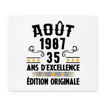 35 Ans Anniversaire Vintage Né(e) en Août 1987 - Tapis de souris (format paysage) - blanc - Devant