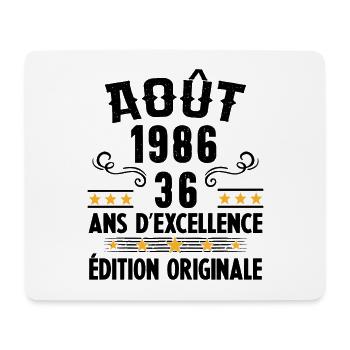 36 Ans Anniversaire Vintage Né(e) en Août 1986 - Tapis de souris (format paysage) - blanc - Devant