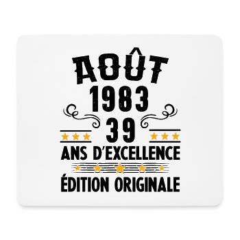 39 Ans Anniversaire Vintage Né(e) en Août 1983 - Tapis de souris (format paysage) - blanc - Devant