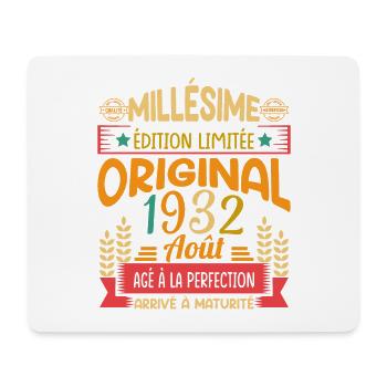 Millésime Né(e) Août 1932 Cadeau Anniversaire - Tapis de souris (format paysage) - blanc - Devant