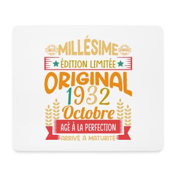 Millésime Né(e) Octobre 1932 Cadeau Anniversaire - Tapis de souris (format paysage) - blanc - Devant