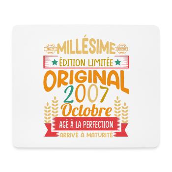 Millésime Né(e) Octobre 2007 Cadeau Anniversaire - Tapis de souris (format paysage) - blanc - Devant
