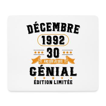 30 Ans Anniversaire Vintage Né(e) en Décembre 1992 - Tapis de souris (format paysage) - blanc - Devant