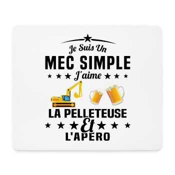 Un Mec Simple J'aime La Pelleteuse Et L'apéro - Tapis de souris (format paysage) - blanc - Devant