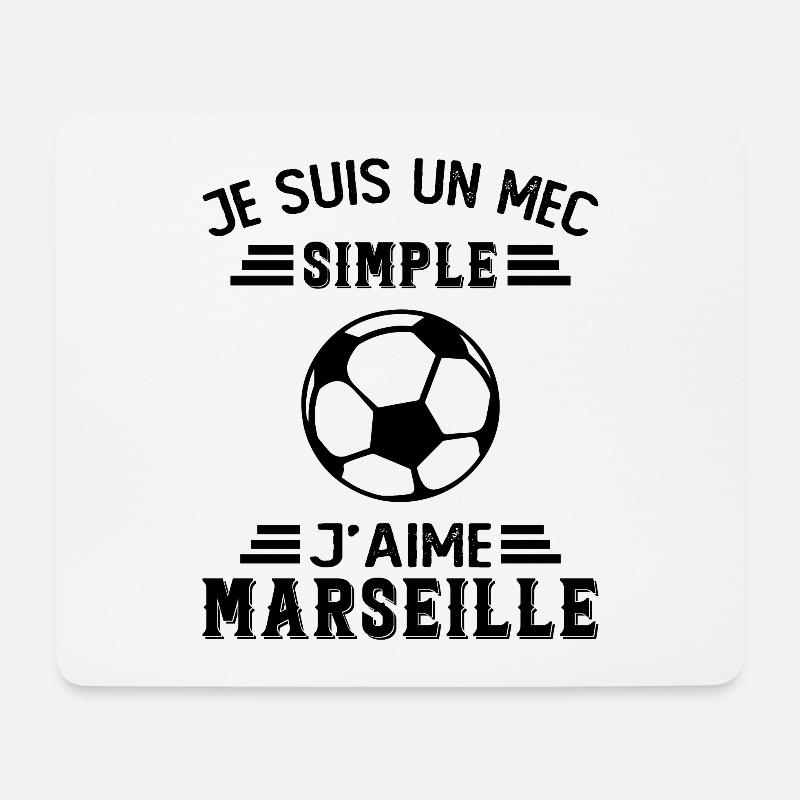 je suis un mec simple j'aime Marseille - Tapis de souris (format paysage) - blanc