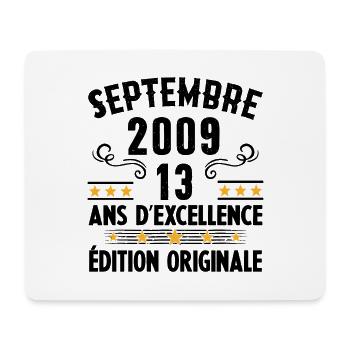 13 Ans Anniversaire Vintage Né(e) Septembre 2009 - Tapis de souris (format paysage) - blanc - Devant