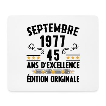 45 Ans Anniversaire Vintage Né(e) Septembre 1977 - Tapis de souris (format paysage) - blanc - Devant