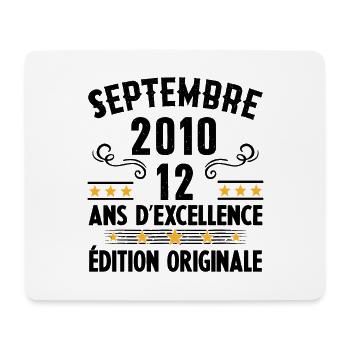12 Ans Anniversaire Vintage Né(e) Septembre 2010 - Tapis de souris (format paysage) - blanc - Devant