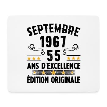 55 Ans Anniversaire Vintage Né(e) Septembre 1967 - Tapis de souris (format paysage) - blanc - Devant