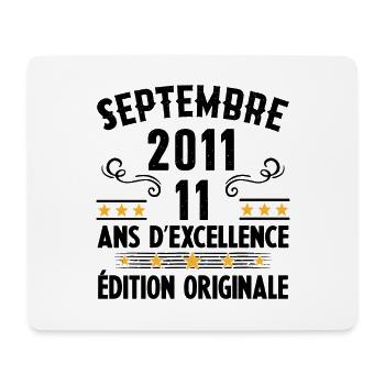 11 Ans Anniversaire Vintage Né(e) Septembre 2011 - Tapis de souris (format paysage) - blanc - Devant