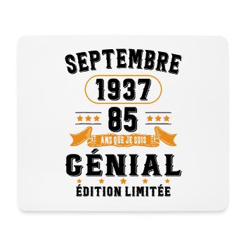 85 Ans Anniversaire Vintage Né(e) Septembre 1937 - Tapis de souris (format paysage) - blanc - Devant