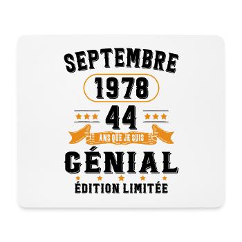 44 Ans Anniversaire Vintage Né(e) Septembre 1978 - Tapis de souris (format paysage) - blanc - Devant
