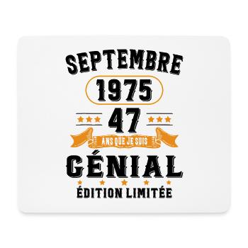 47 Ans Anniversaire Vintage Né(e) Septembre 1975 - Tapis de souris (format paysage) - blanc - Devant
