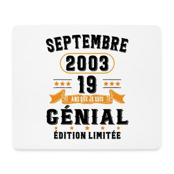 19 Ans Anniversaire Vintage Né(e) Septembre 2003 - Tapis de souris (format paysage) - blanc - Devant