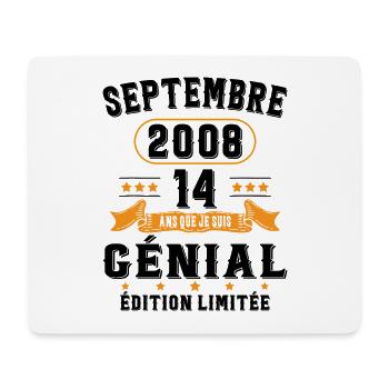 14 Ans Anniversaire Vintage Né(e) Septembre 2008 - Tapis de souris (format paysage) - blanc - Devant
